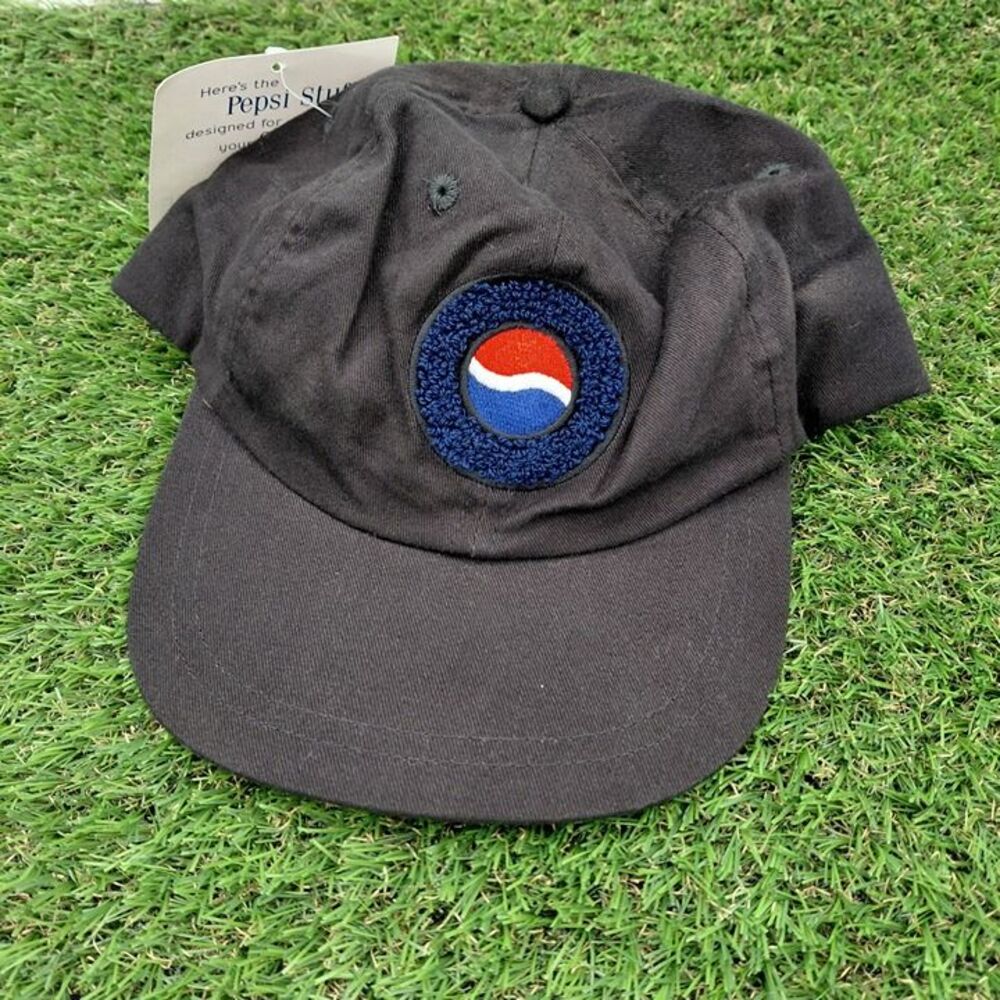 Pepsi VTG Hat 90s Snap Back Retro Soda Gear Black Embroidered